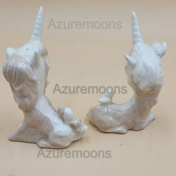 Ceramic Unicorn Figurines lusterware  set of 2 - Picture 6 of 9